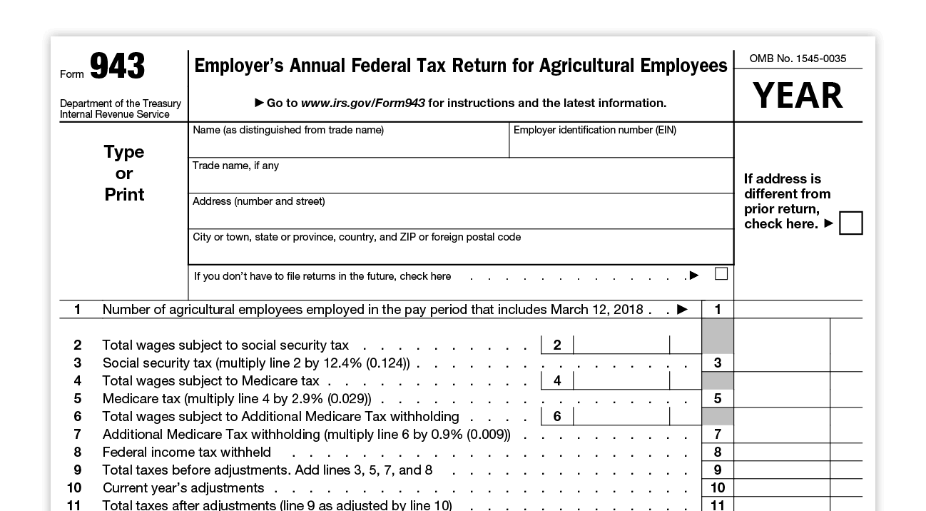 Form 943 for Agricultural Payroll